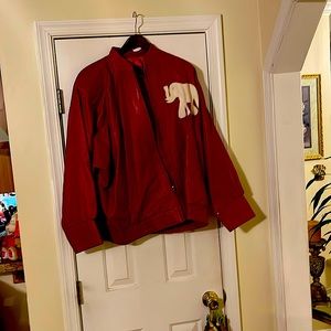 Crimson and cream 100% leather pant suit new without tags.  Never worn.